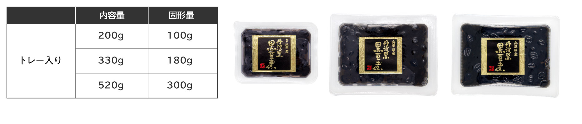 兵庫県産丹波黒黒豆煮の容量